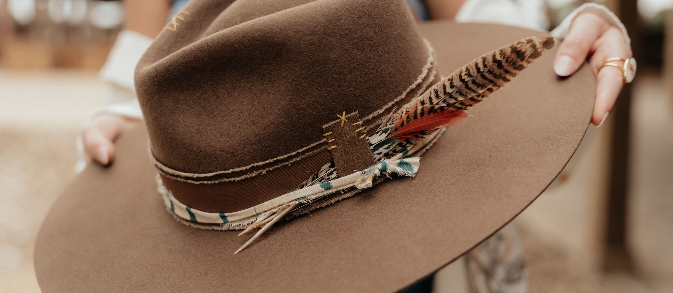 A close up of a cowboy hat.